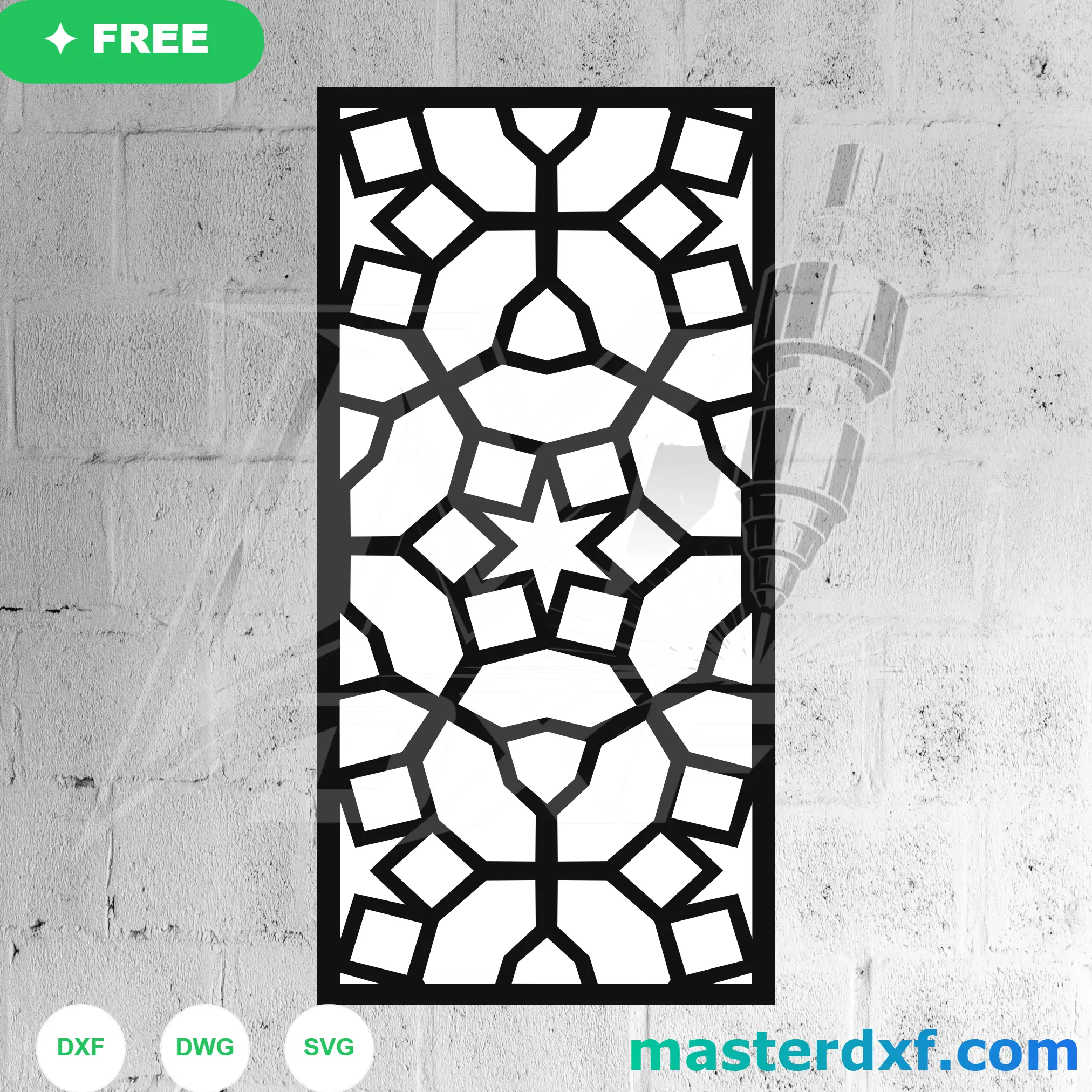 Elongated Star Lattice DXF Pattern for Moroccan-Style Screens DXF File